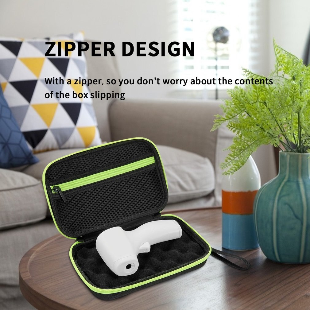 Forehead Thermometer Storage Case Portable EVA Infrared Electronic Digital Thermometer Shockproof Waterproof Zipper Storage Box