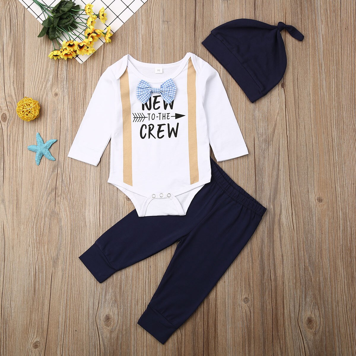 Pasgeboren Baby Jongens Kleding Sets 0-19M Om De Crew Romper + Leggings Broek + Hoed Outfits set