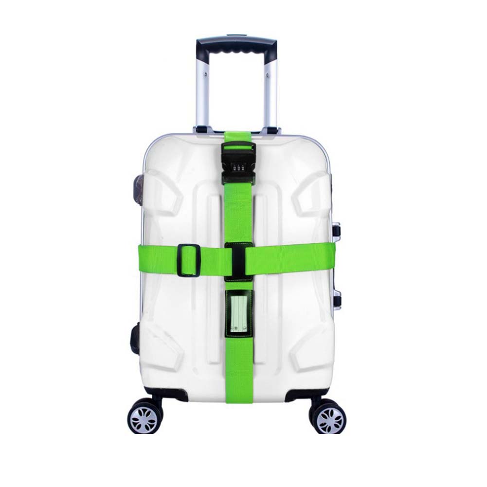 Bagage Riem Reizen Top Verstelbare Bagage Koffer Strap 3 Cijfers Wachtwoord Lock Gesp Safe Belt Strap Bagage Riemen: green
