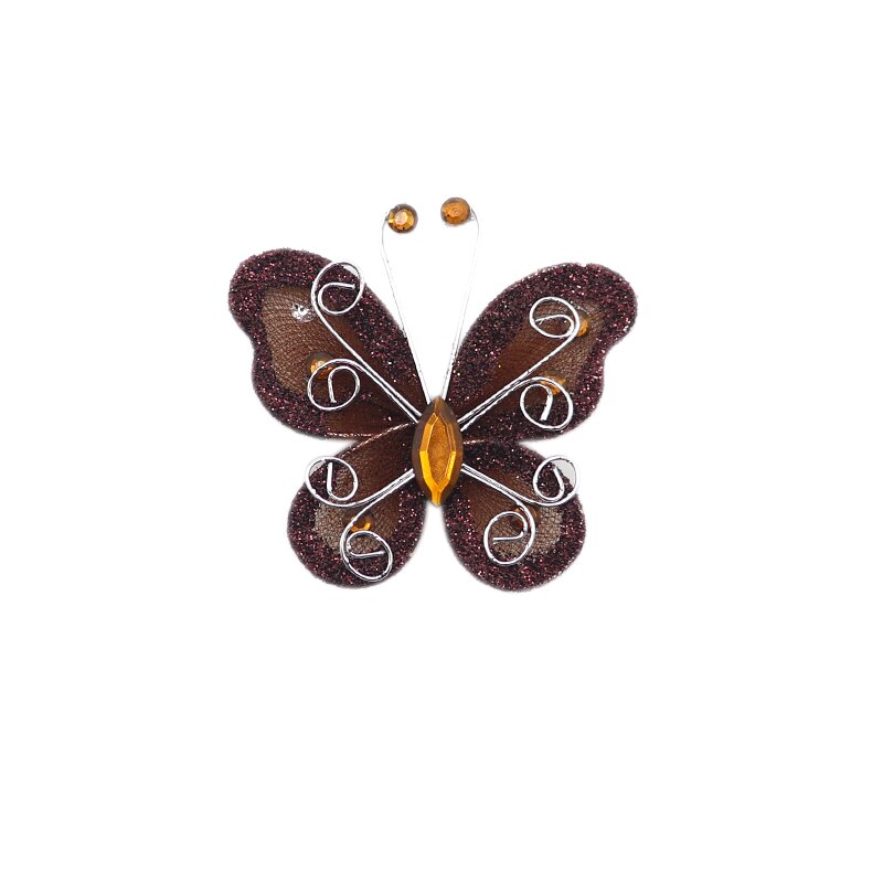 10 sztuk 2 &quot;Organza siatka nylonowa motyle z drutu i dżetów brokat na dekoracje ślubne księga gości Home Decor Party: Kawy