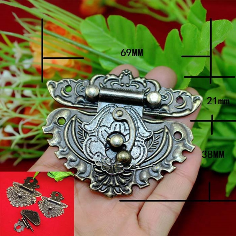 Antieke Vergrendelingen Vangsten Hasps Effen Sluiting Buckles Agraffe Kleine Lock Voor Houten Doos Hardware, Vintage Hart Sloten