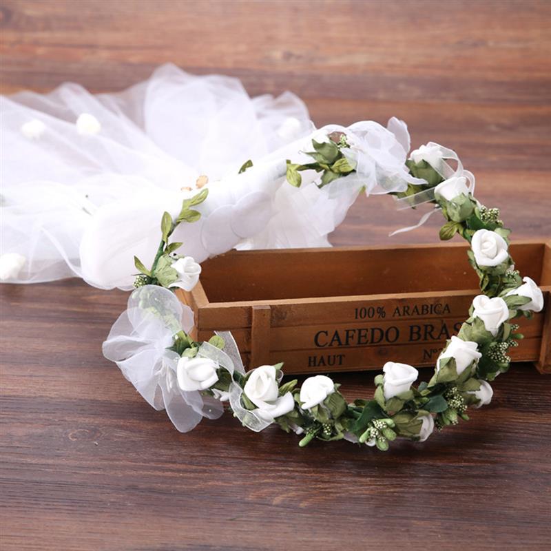 Flower Crown Veil Wedding Veil Bridal Veil Wreath ... – Grandado