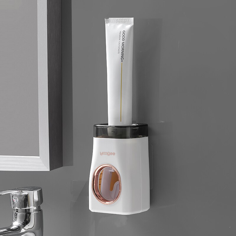 Automatic Tube Toothpaste Squeezer Wall-Mounted Punch-Free Press Toothpaste Dispenser No Waste Banheiro Bathroom Accessories 50: white