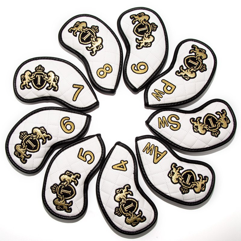 4 färg golfklubba järnskydd huvudskydd golf järn huvudskydd golfklubba järn headovers kilar täcker 9 st/set: Vit