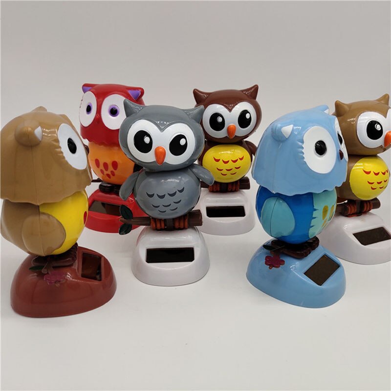 1Pcs Solar Powered Nette Eule Vögel Schütteln Kopf Auto Ornament Solar Spielzeug Klassische Schaukel Puppe Auto-Dashboard Zubehör Spielzeug