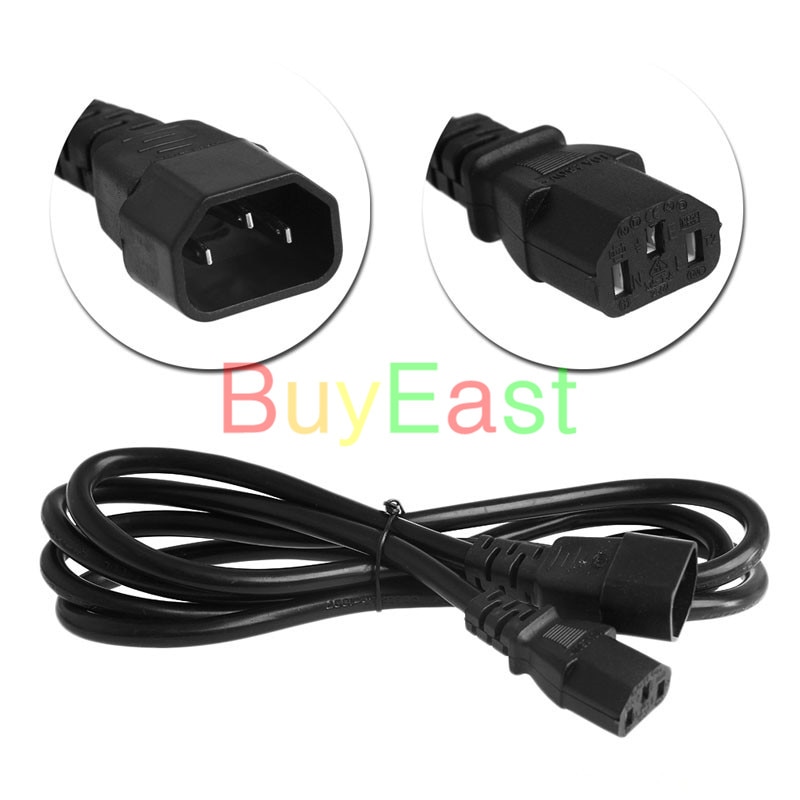 5 X IEC 320 C14 Male to C13 Female PLug PDU/UPS Extension Power cable 1.8M 0.75 Square 10A 250V