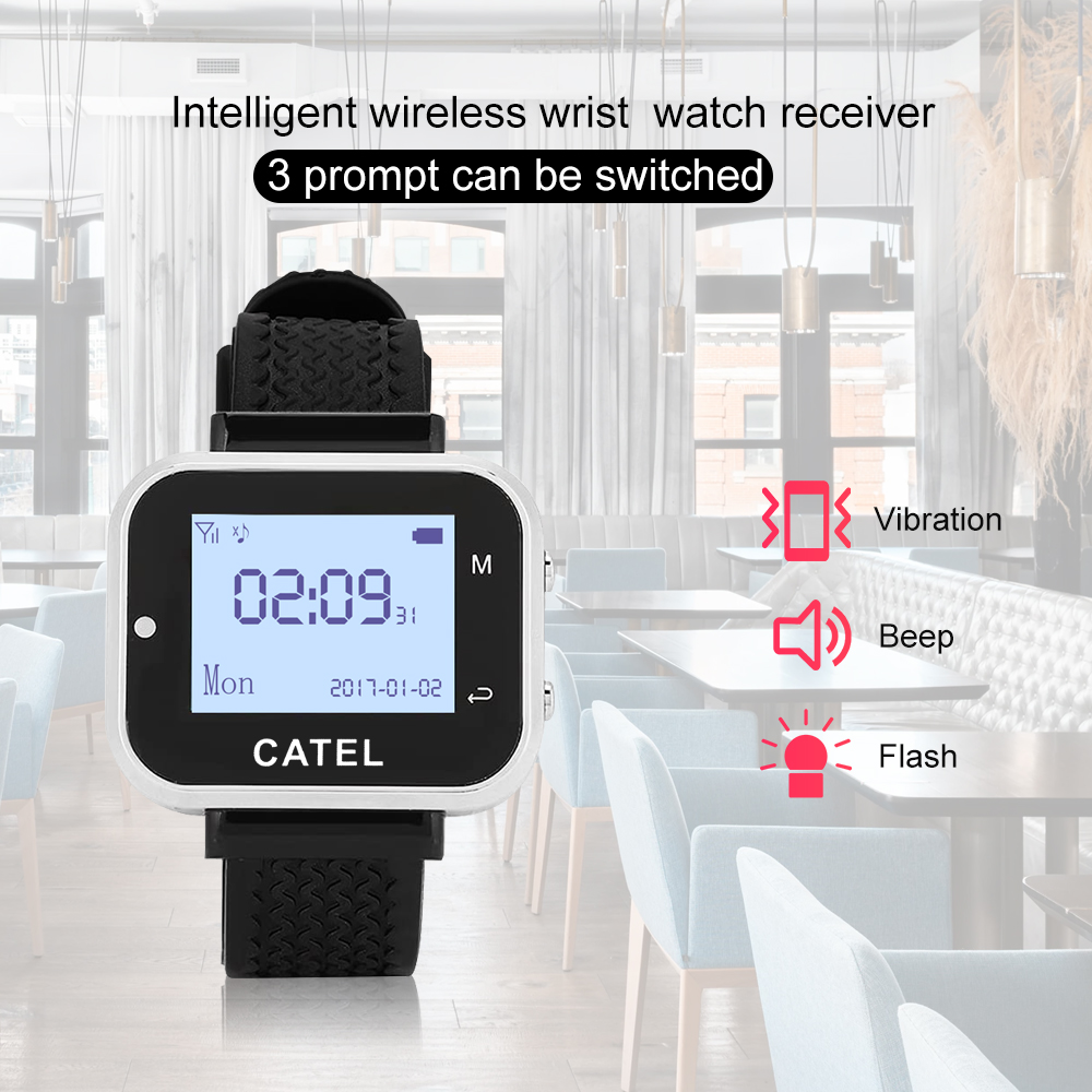 Fast 5 Call Button 1 Wrist Watch Pager Restaurant Wireless Calling System Transmitter Paging Cafe Waiter Service Buzzer