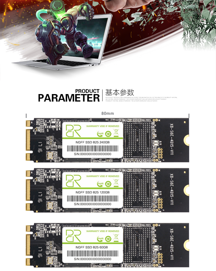 BR M.2 SSD NGFF 128GB 256GB 512gb 1 to 2 to M2 SATA SSD 2280 SATA3 6 Go disque dur interne pour ordinateur portable