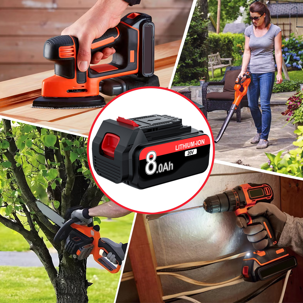 per Nero decker LBXR20 Batteria al litio 20V 8.0/3.0ah LBXR20 LB20 LBX20 LBXR2020 LB2X4020-OPE Utensili elettrici e caricabatteria
