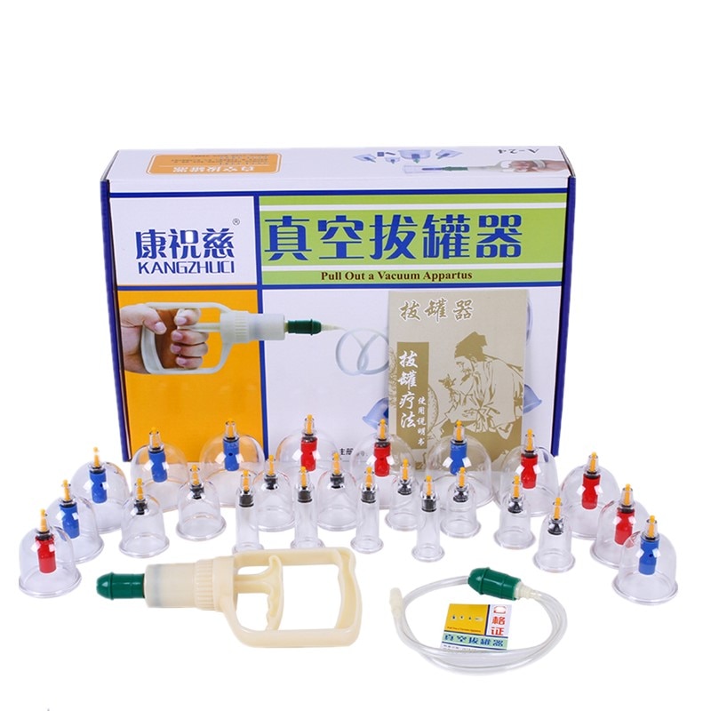 24 Stuks Blikjes Vacuüm Cupping Set Dikkere Magnetische Opzuigen Cupping Cups Acupunctuur Massage Zuignap Chinese Massage Kit
