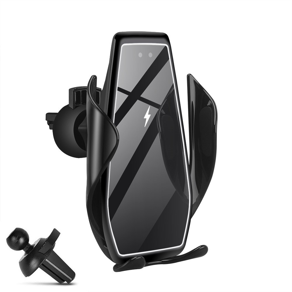 Fdgao Automatische Spannen Qi Auto Draadloze Oplader Voor Iphone 12 11 Pro Xs Xr X 15W Quick Charge Infrarood sensor Auto Telefoon Houder: Style 02 Black