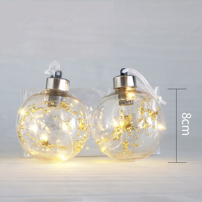 8Cm Kerst Ballen Met Verlichting Boom Ornamenten Led Licht Onbreekbaar Xmas Bruiloft Jaar Decoraties Bal: Gold