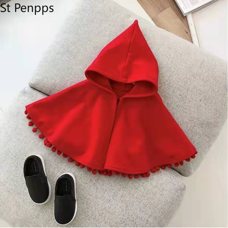 Capispalla per bambina mantello rosso primavera autunno neonato cappuccio con cappuccio maglioni mantello cotone bambino Cardigan per bambini vestiti Poncho