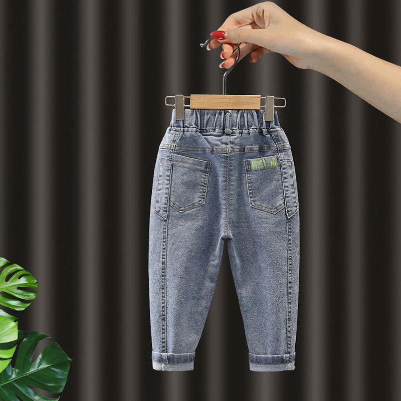 2021 moda ragazzi Jeans primavera e autunno abbigliamento per bambini Jeans per bambini lettera blu pantaloni in Denim Jeans per ragazze 2-6Y: 3T--height 100cm