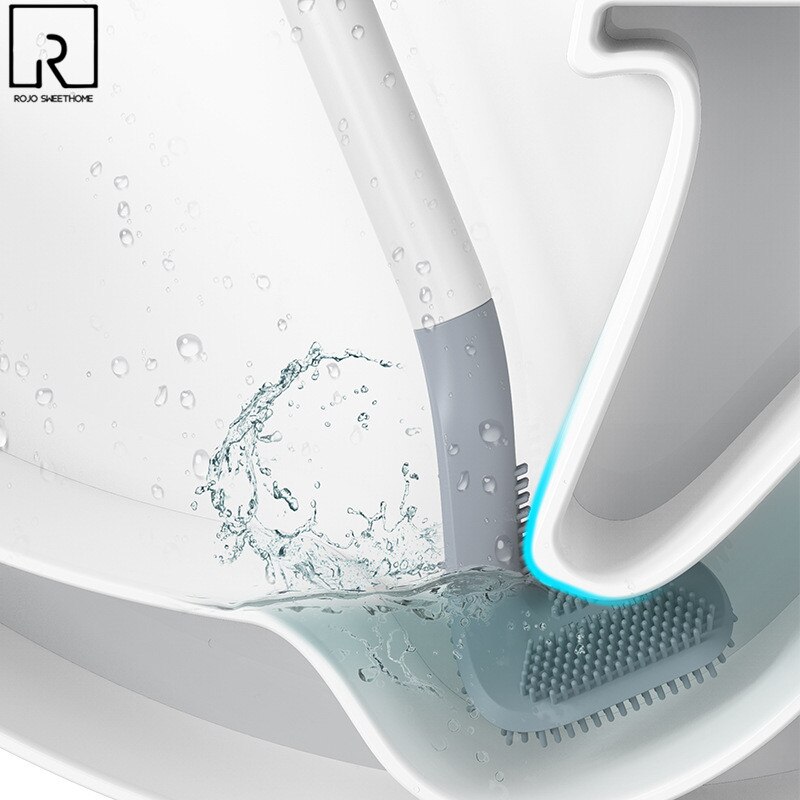 Zachte Rubberen Wc Borstels Met Plastic Standaard, Wandhouder Nordic Lange Handvat Badkamer Cleaning Tools Set Wc Accessoires