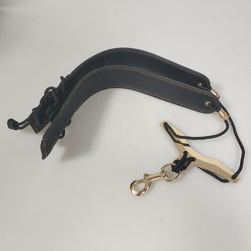 Saxophone Strap - Foldable Leather Neck Strap - Wind Instrument Accessory: B