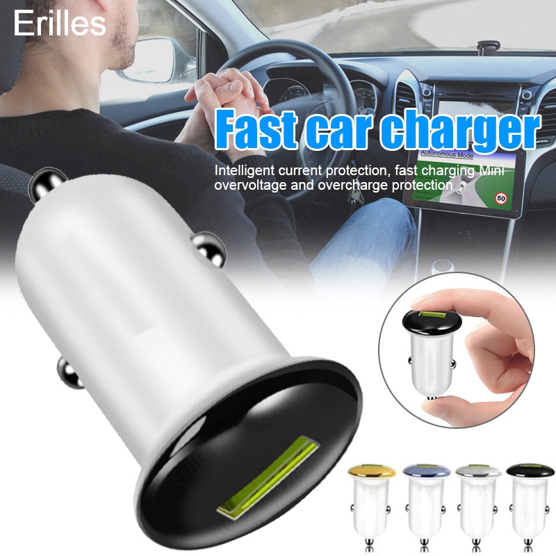 3.1A USB Small mushroom Car Charger Universal Mobile Phone Aluminum Car-Charger For Xiaomi Samsung iPhone 11 Mini Fast Charging