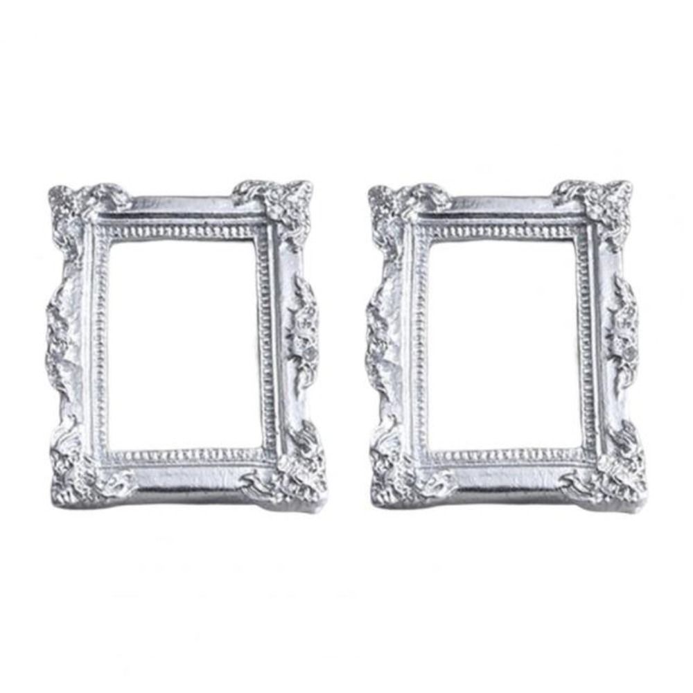 Nice-looking Mini Picture Frame Resin Fine Workmanship Small Size Miniature Photo Frames for: Light Grey