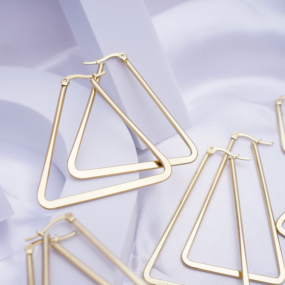 13/23/33/43/53/63mm triângulo de aço inoxidável grandes/pequenos brincos de argola para presentes femininos meninas hiphop piercing pendurado earings