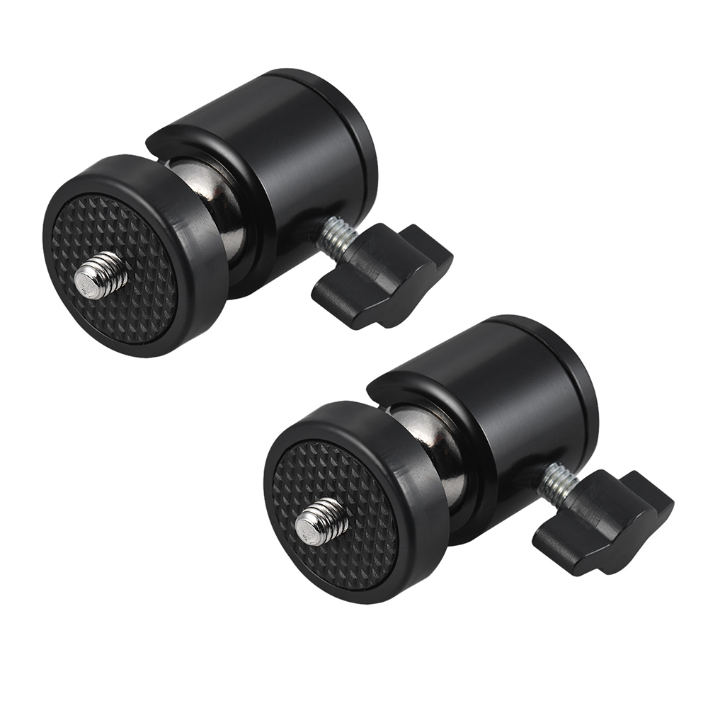 2 pièces 360 degrés pivotant Mini trépied rotule avec 1/4 "filetage support de Base pour DLSR caméra caméscope support de lumière LED