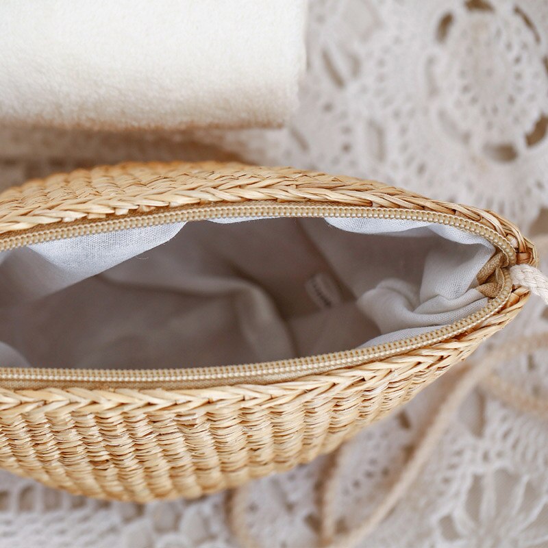 Femmes dame fille paille épaule sac à bandoulière fermeture éclair Vintage tissé pour voyage plage UND