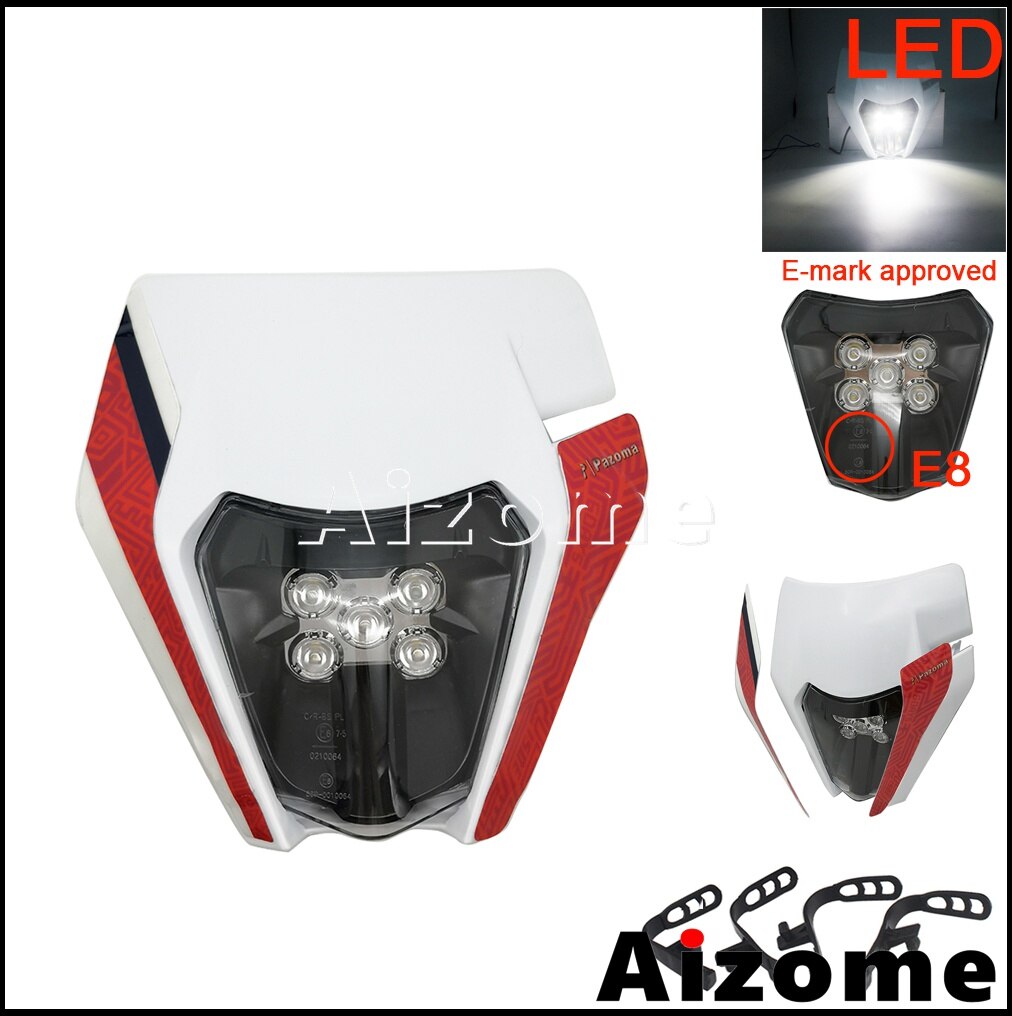Feu avant Orange à LED E8, éclairage d'endurance pour Honda, Suzuki, Yamaha EXC, SX, XCW, CRF, XR, WR, Six jours