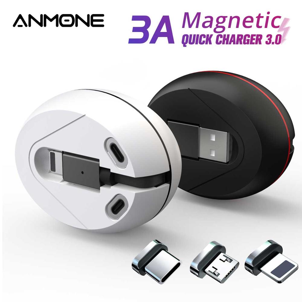 3 in 1 magnetische kabel snel opladen usb type c micro-oplaadkabel datakabel intrekbare magneet oplaadkabel voor iphone xs max x