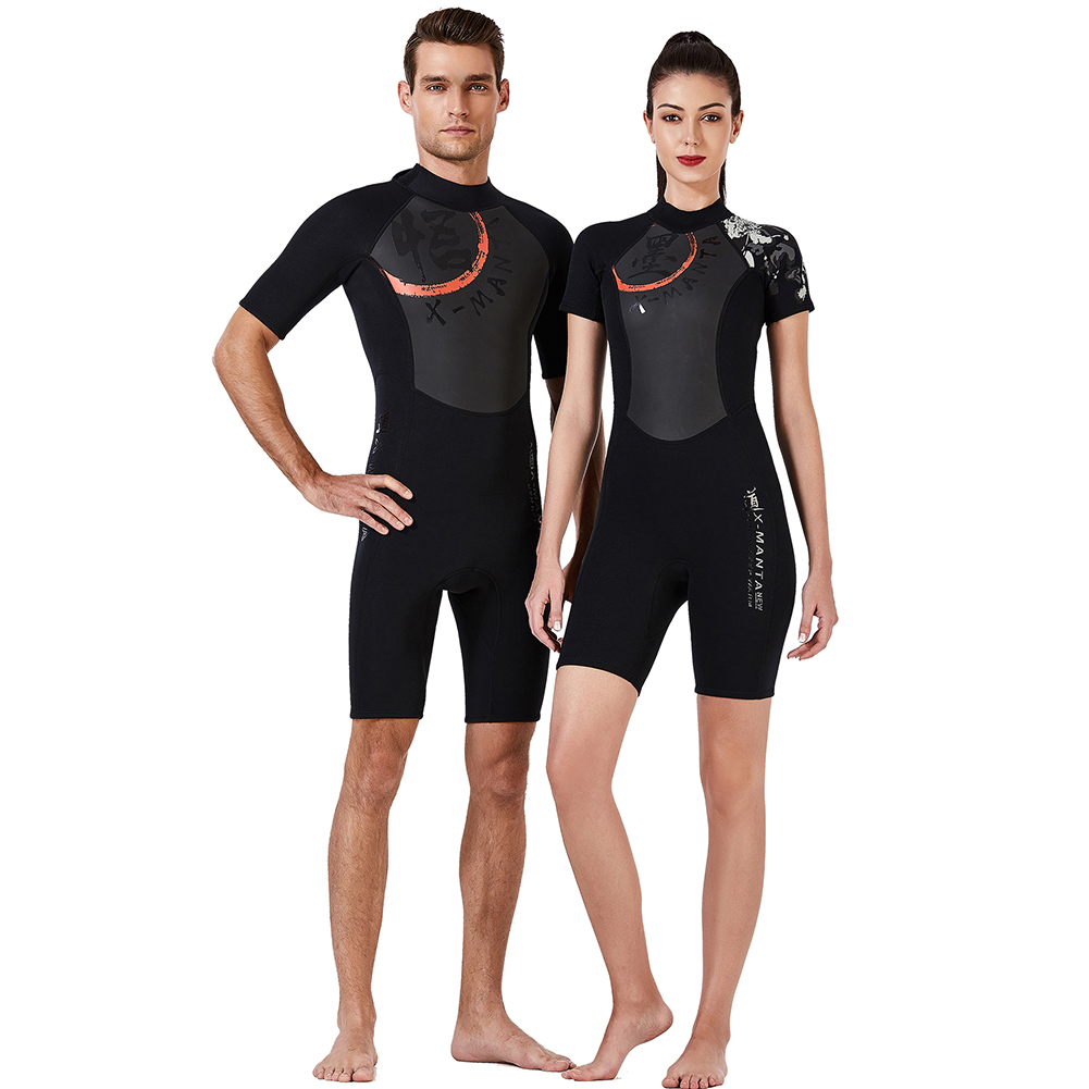 Traje de neopreno de 3mm para hombre y mujer, S-XXL de una pieza para mantener el calor, traje de baño de manga corta para Surf y buceo