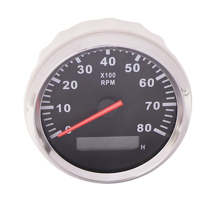 Auto Boot Drehzahlmesser Marine Tacho Meter Gauge LCD Betriebsstundenzähler 12V/24V Für Auto Auto Boot Lkw 8000 RPM