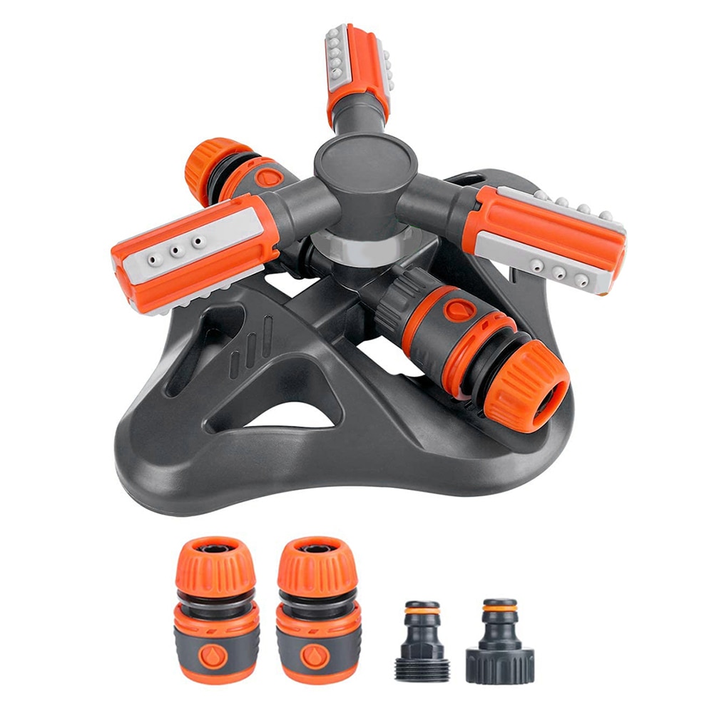 360° Rotating Garden Sprinkler 3 Arms Automatic Grass Lawn Watering Grass Lawn Rotary Nozzle Rotating Irrigation Tool: Default Title