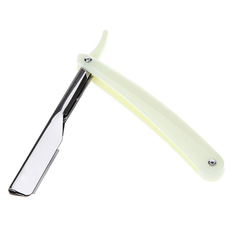 Lâmina de barbear dobrável para homens, lâmina reta com cabo plástico, vintage, barbeiro, salão de beleza, barbeador manual, cortador de barba, suporte sem lâmina