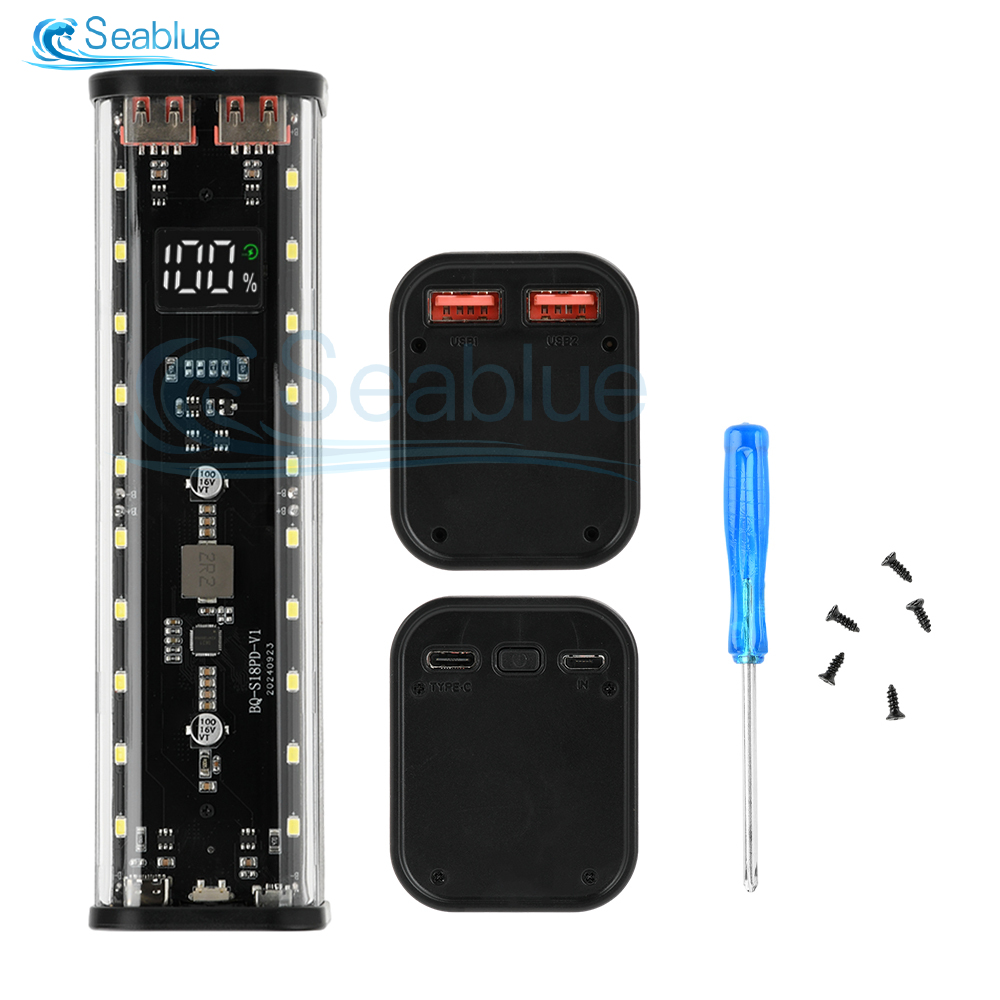22,5W Power Bank DIY-kit 8×18650 batterijhouder Geen lassen nodig PD QC SCP FCP AFC Snelle oplading Multi-bescherming Batterijbehuizing: Bruin