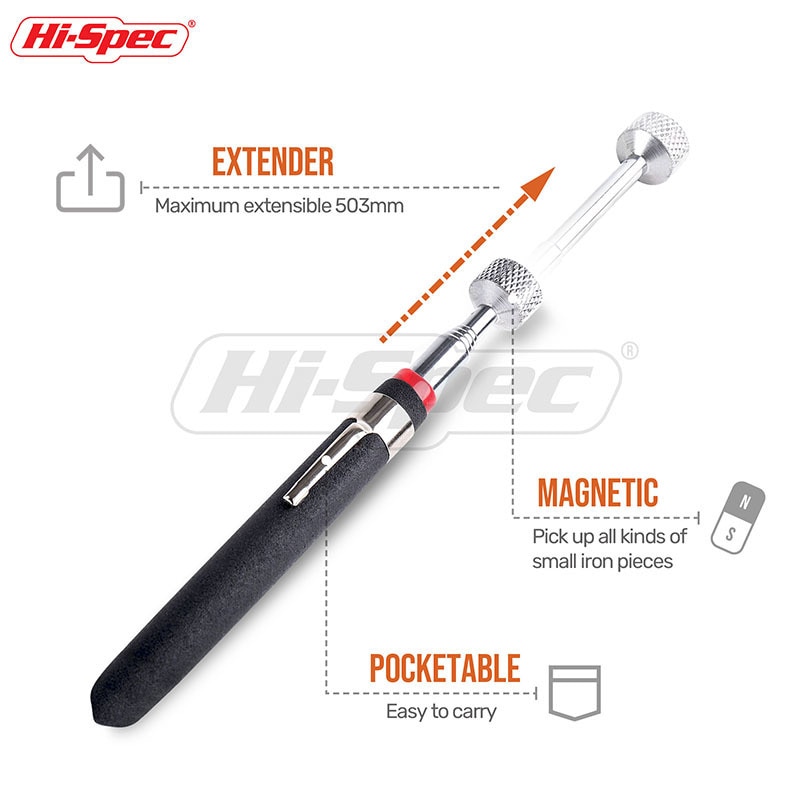 Hi-Spec 8LB Flexible Heavy Duty Telescopic Magnet Pick-up Tool Strong Magnet Magnetic Pen 510mm Extendable Hand Tool PT001