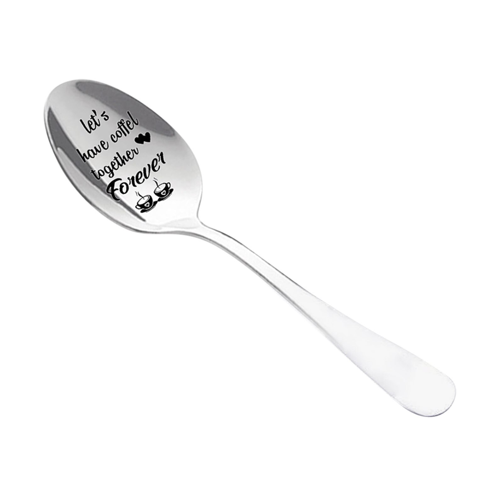 1pc Tableware Coffee Spoon Engraved Spoon Stainless Steel Spoon Best for Husband Madam Family and Friends Tableware: C