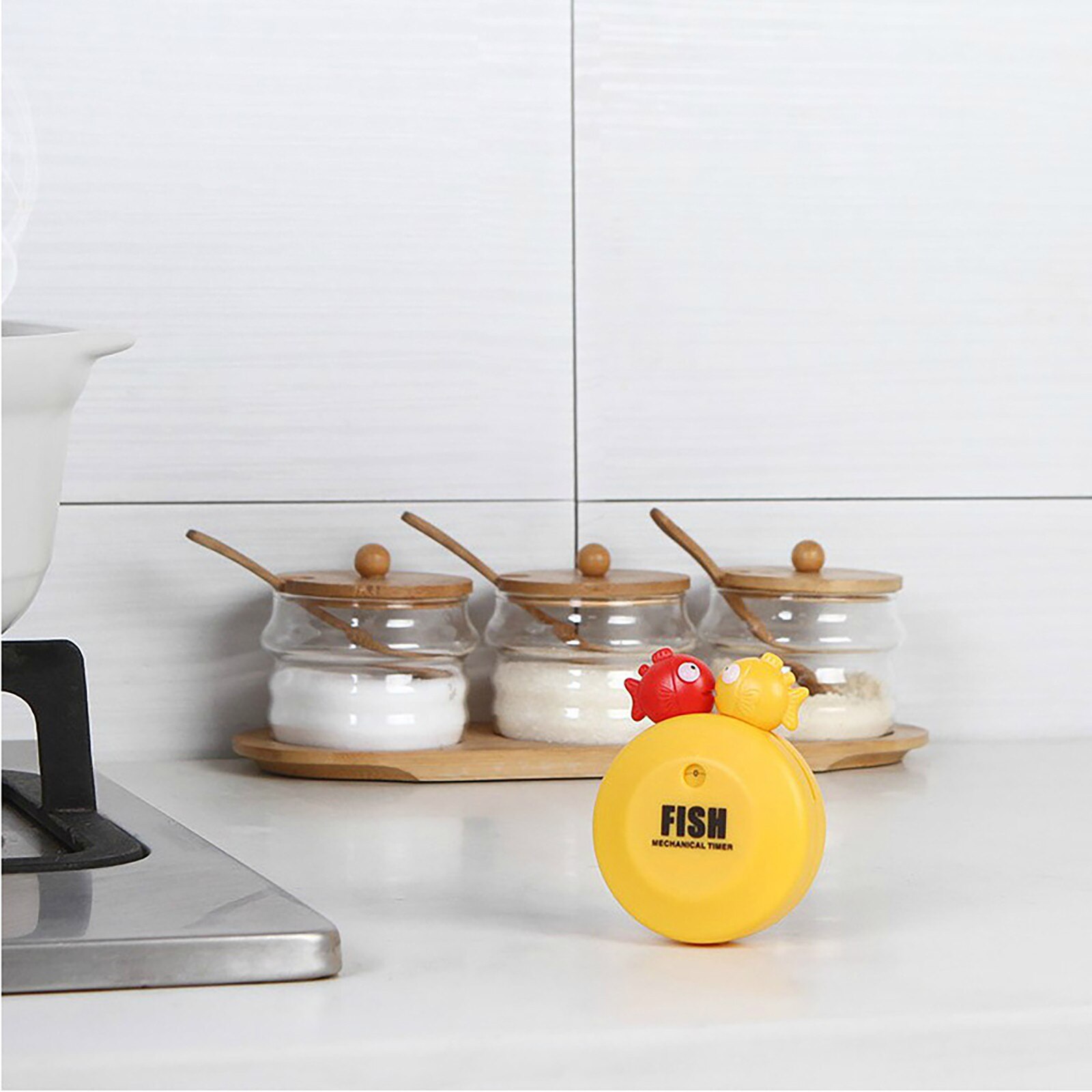 T# Rotating Cute Time Manager Bubble Fish Timer Mechanical Reminder Timer Mechanical Round Countdown Magnetic Clock Timer