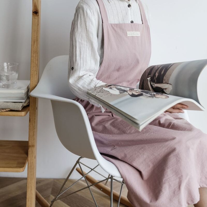 Verano algodón Simple de delantales de mujeres impermeable Antifouling hogar delantal cocina peluquería jardín
