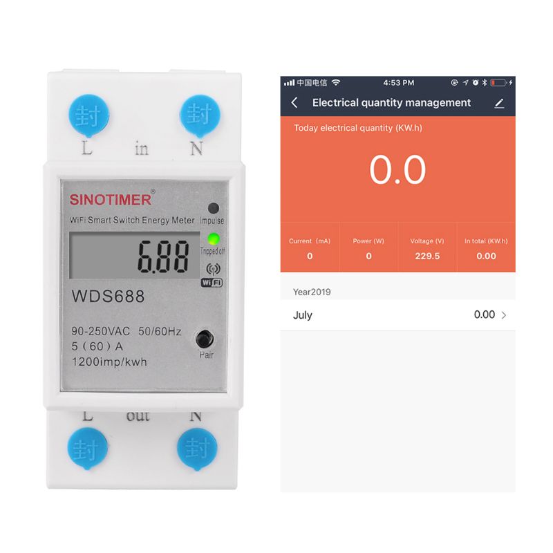 WIFI Din Rail AC 90-250V Energy Power Meter Single Phase Smart Timer Switch Control 110V 230V 50Hz 60Hz Energy Meter