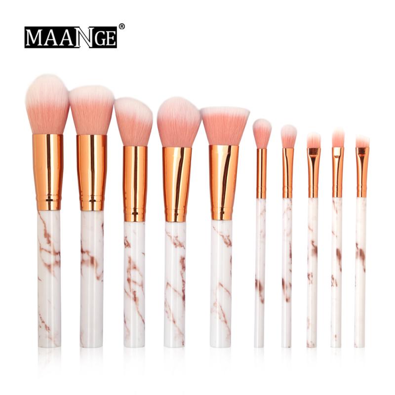 10 stuks/set maange marmer make-up kwast roze oogschaduw kwast foundation kwast contour kwast make-up tools: 04