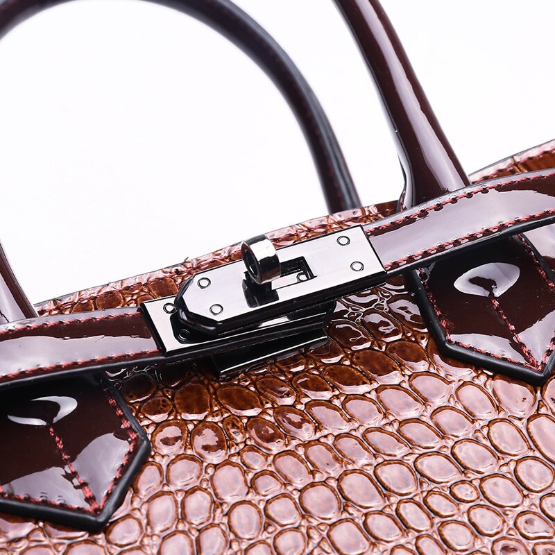 Bolso de mano con estampado de cocodrilo para mujer, bandolera con hebilla, de gran capacidad, a la ,