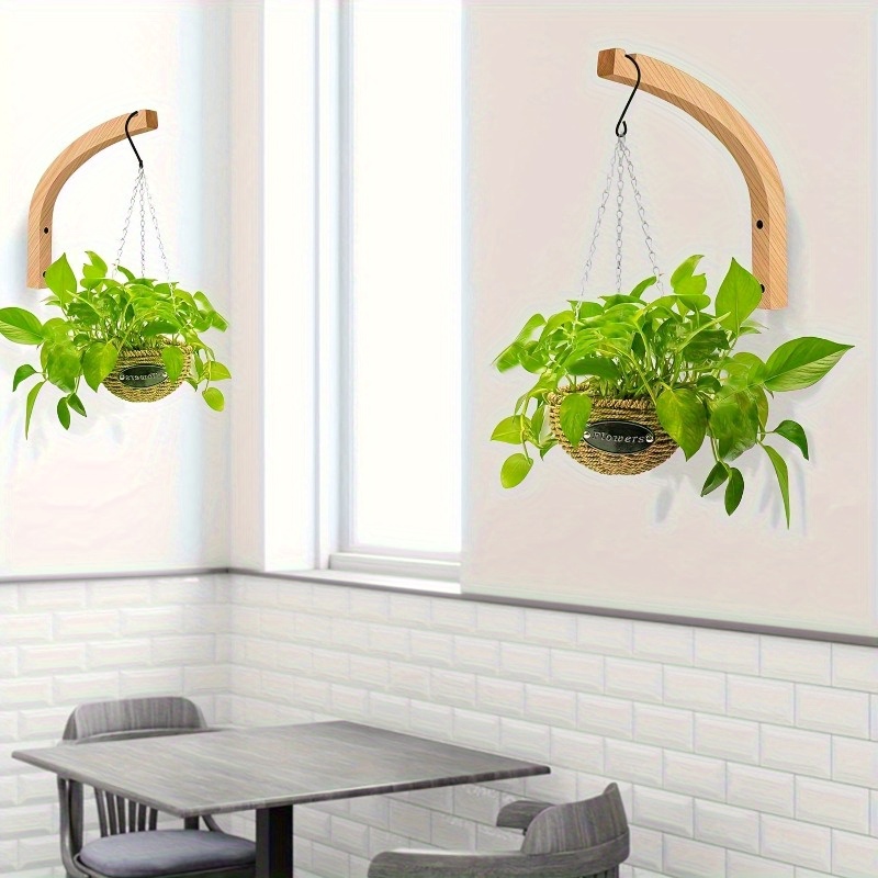 1/2pcs, Plant Hanger, Wall Planters For Indoor Plants, Wooden Wall Mounted Hanging Plant Hooks, Basket Hooks
