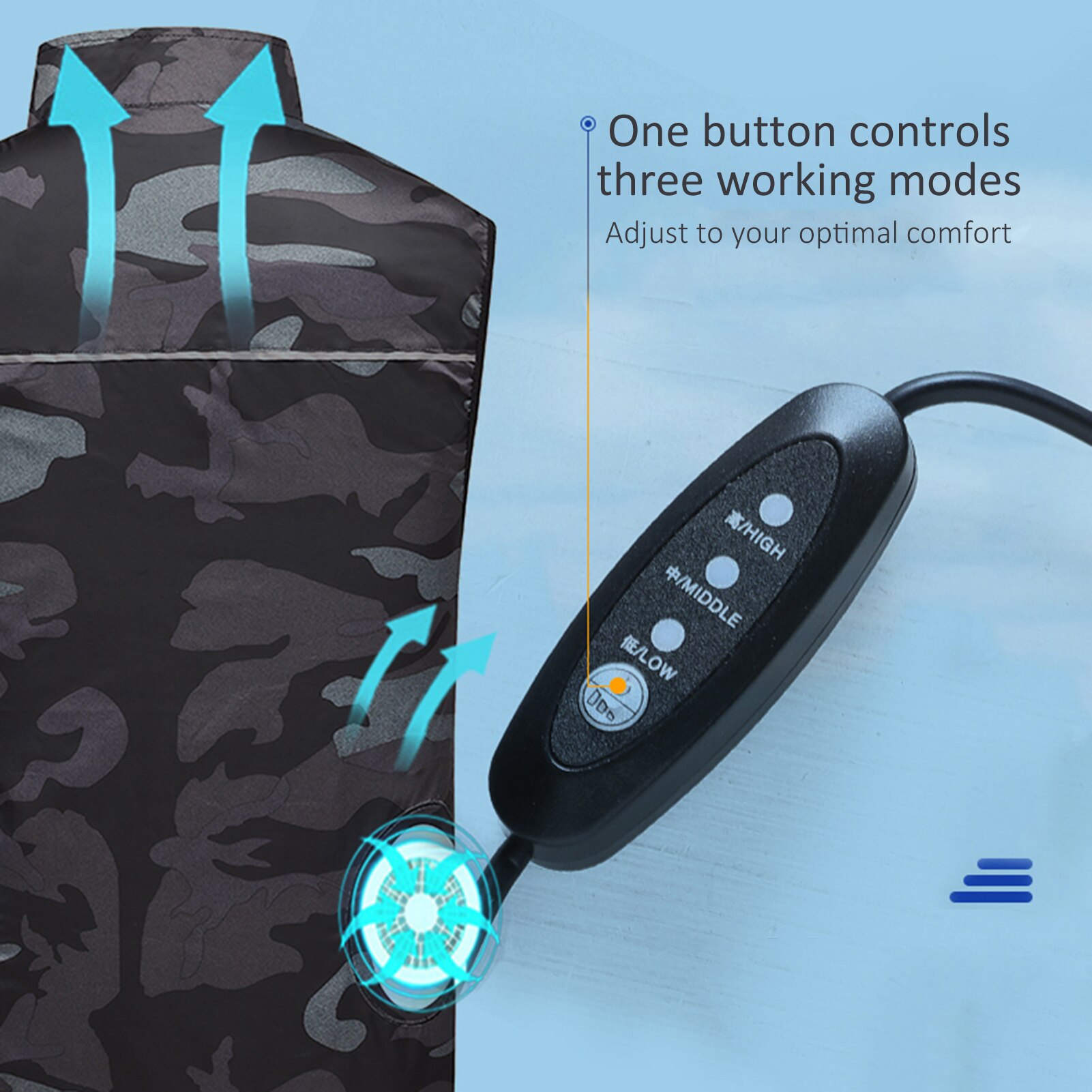 Fan Equipped Clothes UV Resistant Cooling Jacket Summer Air-conditioning Vest fan Electric Fan Cooling Vest Outdoor Fishing Vest