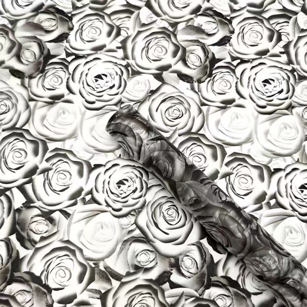 20 stuks bloem inpakpapier gouden rand roos Koreaanse stijl half transparant geschenkverpakking bloemist boeket inpakmateriaal: Black
