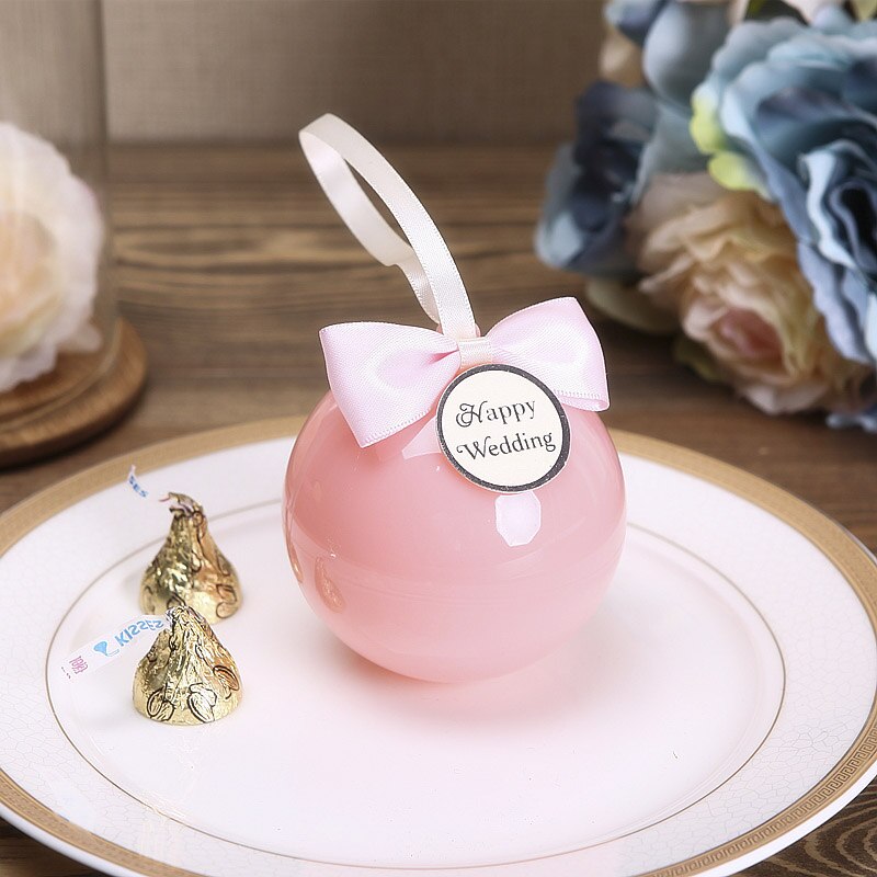 20 st/lot plastboll godislåda rosa förpackningslåda plastpåse baby shower pojke bröllopslådor födelsedagsfest tillbehör: Rosa  a5