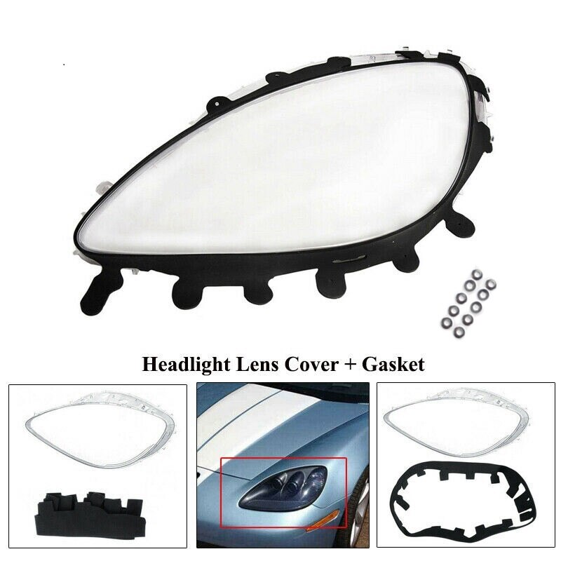 Linker Koplamp Lens Covers Voor Chevrolet C6 Corvette 2005 Met Zwarte Bekleding Pakkingen Seal Kit & 10Pcs fix Moer Snaps