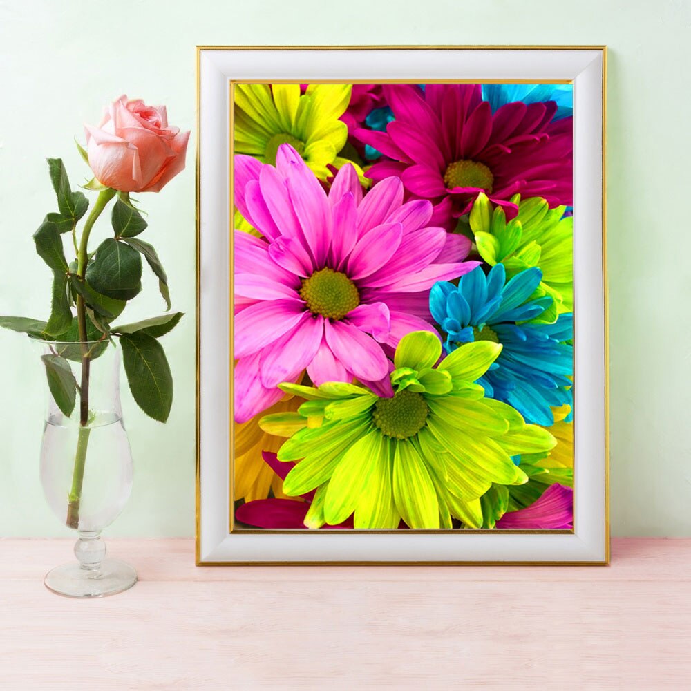HUACAN Diamond Painting Kit Flower 5D DIY Diamond Embroidery Daisy Pictures Of Rhinestones Mosaic Handmade
