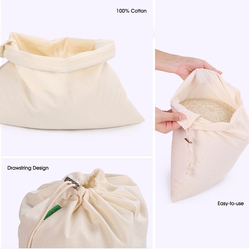 Cotton Drawstring Bag Eco-friendly Flour Bag Rice Bread Food Bag 6A Pure Cotton Shopping Bag Linen Drawstring Storage Bags