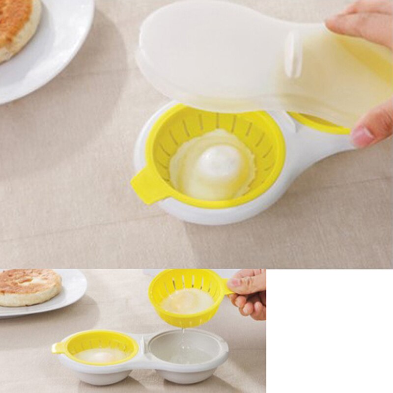 Microwave Egg Poacher Cookware Double Cup Egg Boiler Steamed Egg Set Ovens