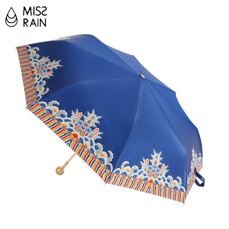 Paraguas MissRain con mango de bola de oro, paraguas de lujo para mujer, , protección Uv, bolsillo plegable, paraguas de lluvia para mujer, hermosos y compactos