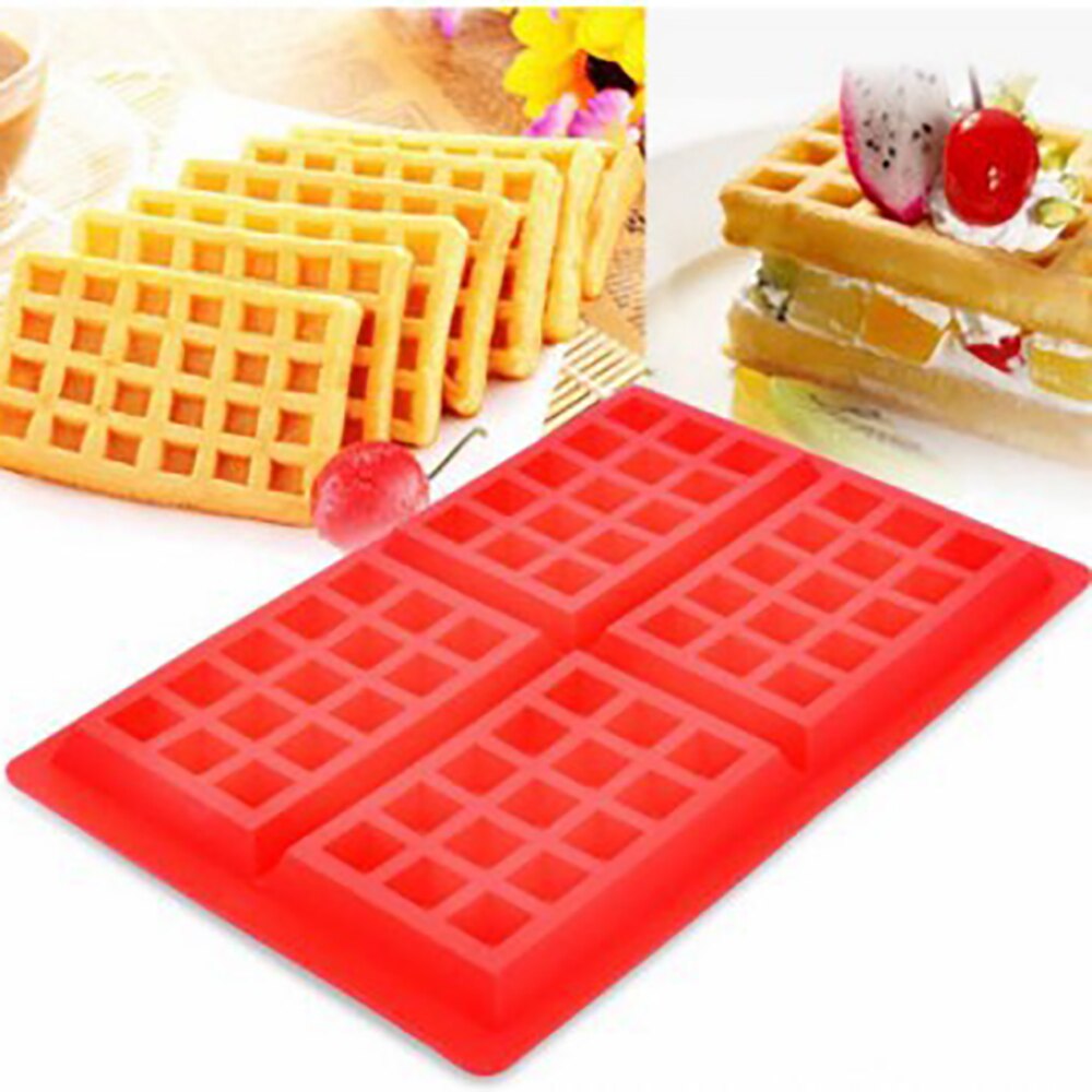 Rectangle Waffles Mold Silicone Mini Waffles Pan Cake Muffin Cake Candy Chocolate Mold Baking Tray Waffle Maker 4 Grid