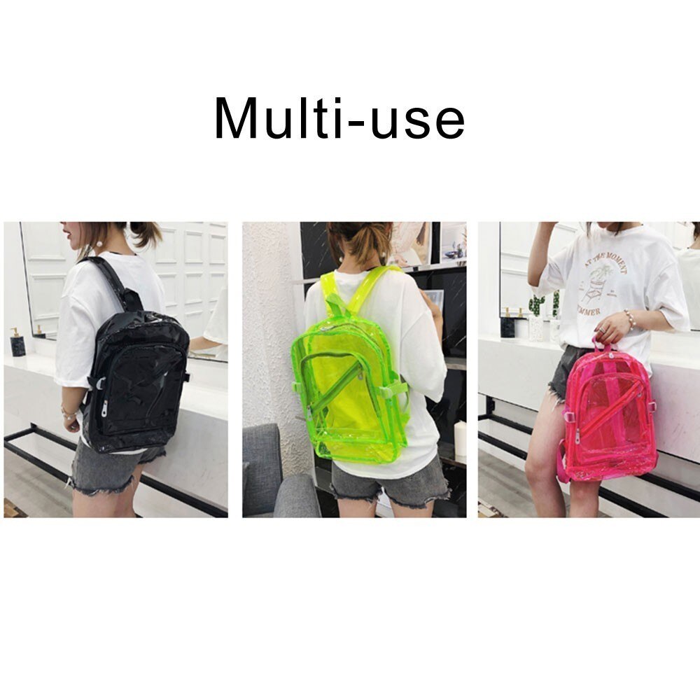 TTOU sac à dos étanche Transparent en plastique Transparent pour les adolescentes PVC sacs d'école épaules sac bonbons couleur fermeture éclair sac à dos